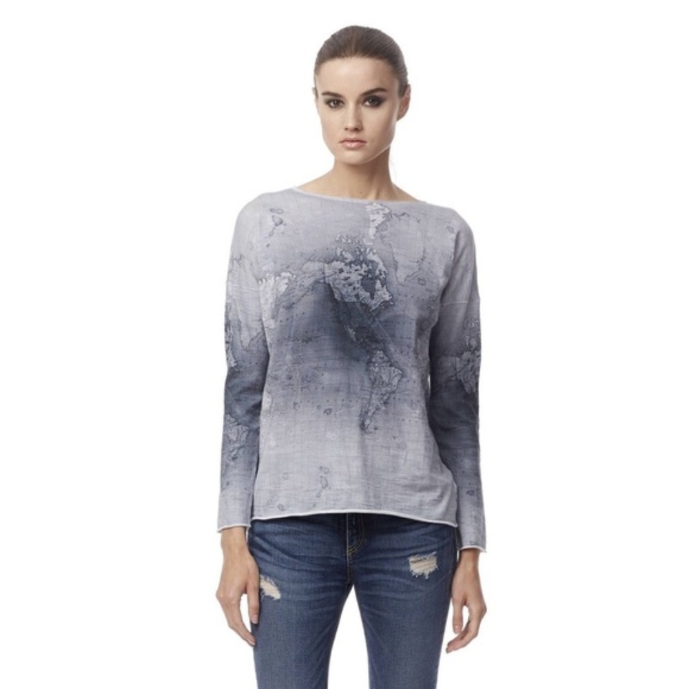 Skull Cashmere Alana World Map Print Sweater